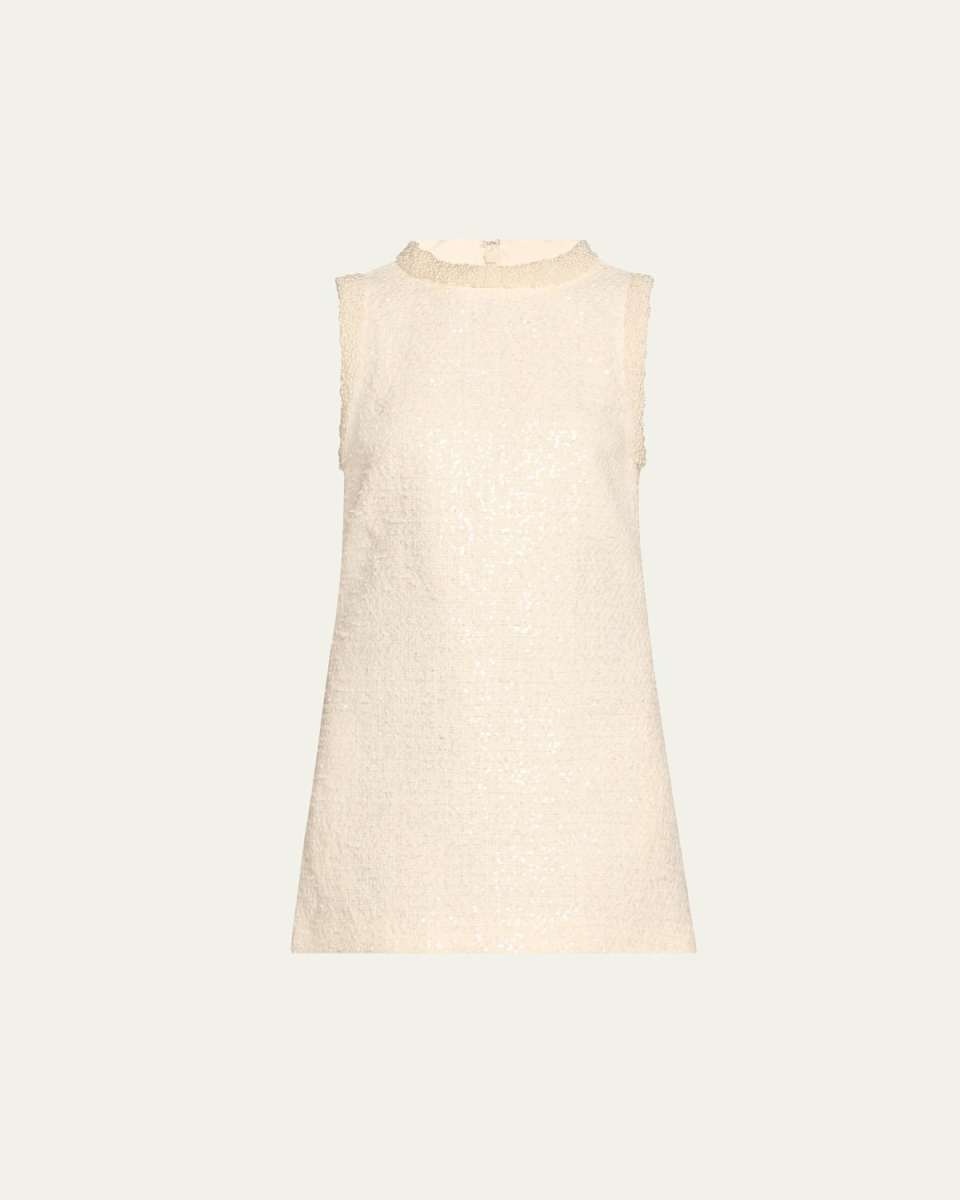 Boucle Pearly-Trim Mini Dress